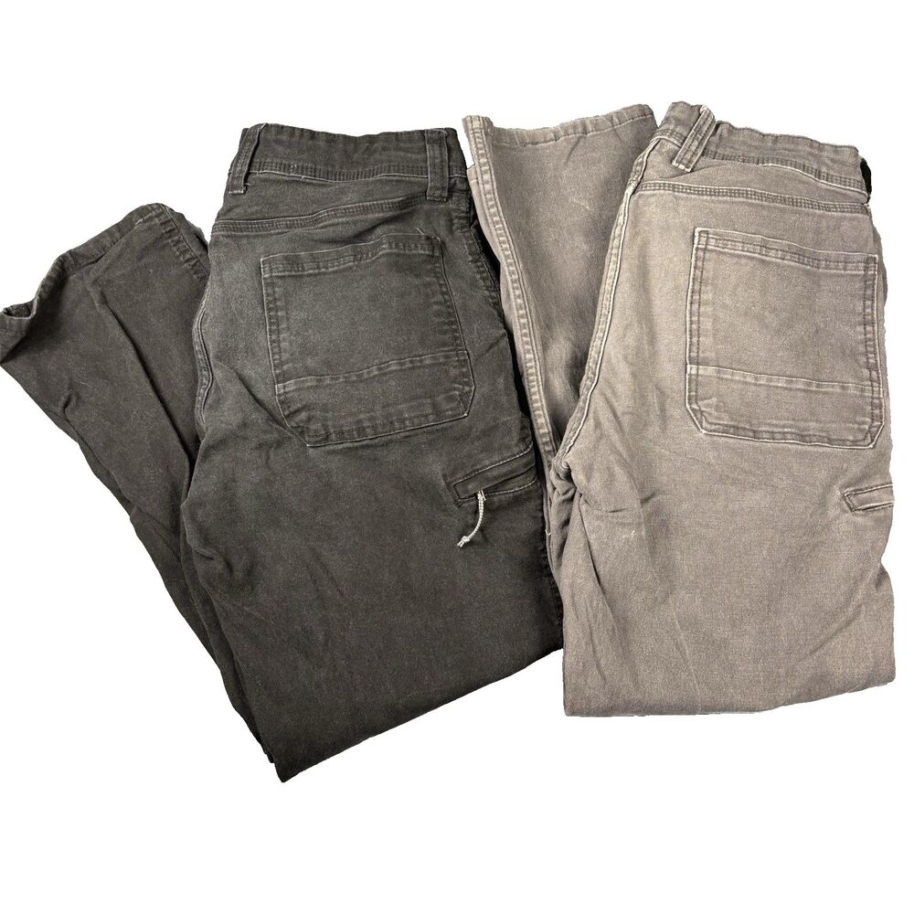 Lot of 2 Weatherproof Vintage Relaxed Fit Utility Pants 34x30 Black Gray Stretch